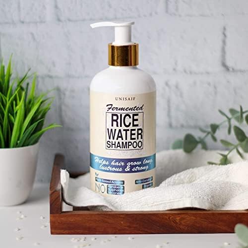 Unisaif Rice Water Shampoo For Curly Frizzy Hair - Natural & Organic With Coconut Oil, Soy Protein, Nourishing Ingredients For A