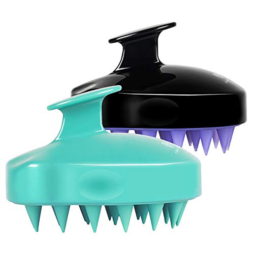 Heeta Hair Scalp Massager Shampoo Brush 2 Pack, Soft Silicone Bristles To Remove Dandruff, Waterproof Hair Scrubber For Both Wet