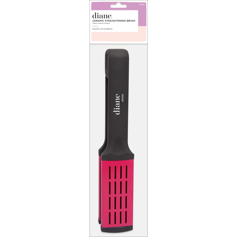 Diane Straightening Brush, Ceramic with Nylon Bristles for Thick Coarse Hair - Use for Smoothing and Straight Hair Styles
