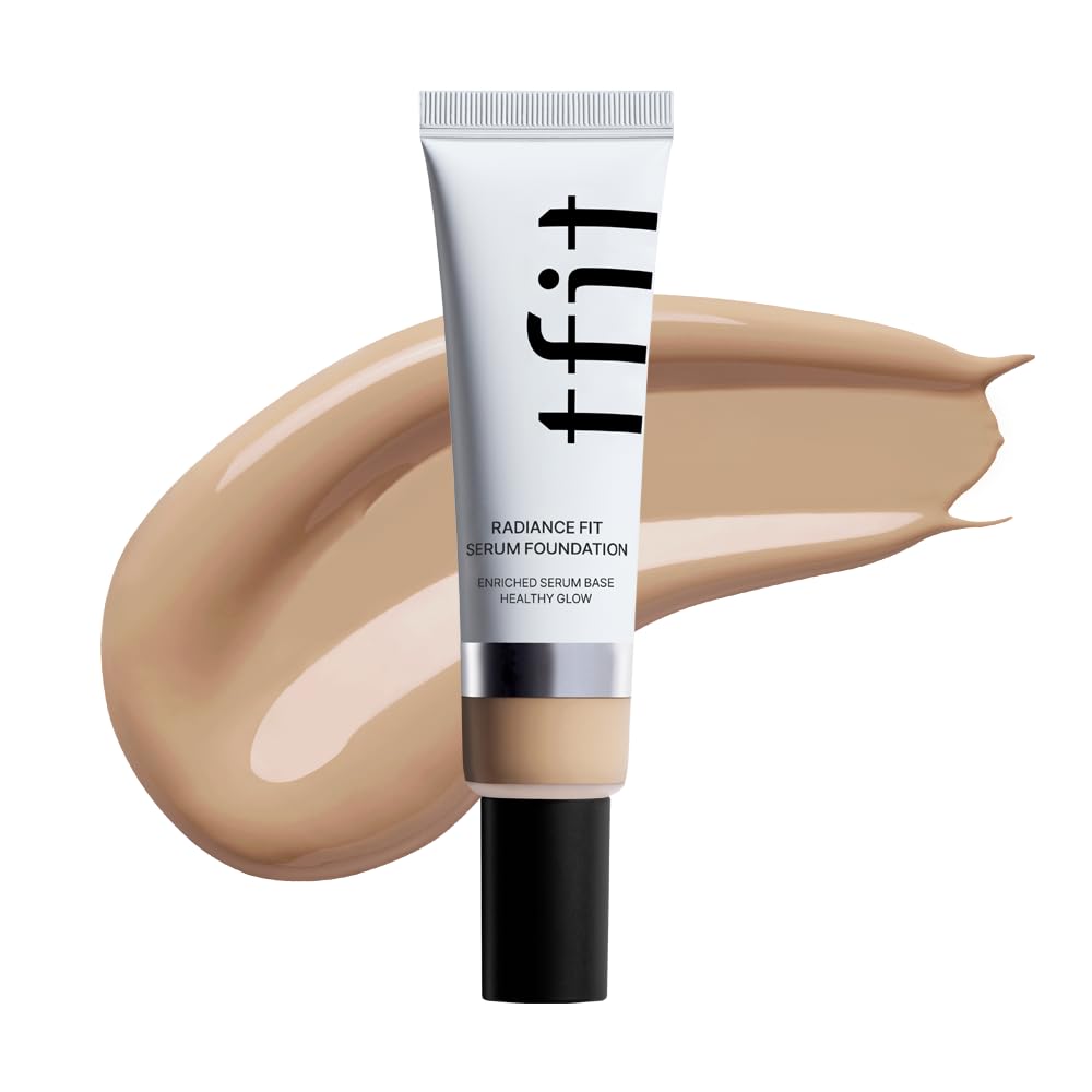 Tfit Radiance Fit Serum Foundation - Flawless Coverage, Dewy Finish, Long-Lasting, Lightweight, Korean Makeup,1.05 Oz. (N02 Nude