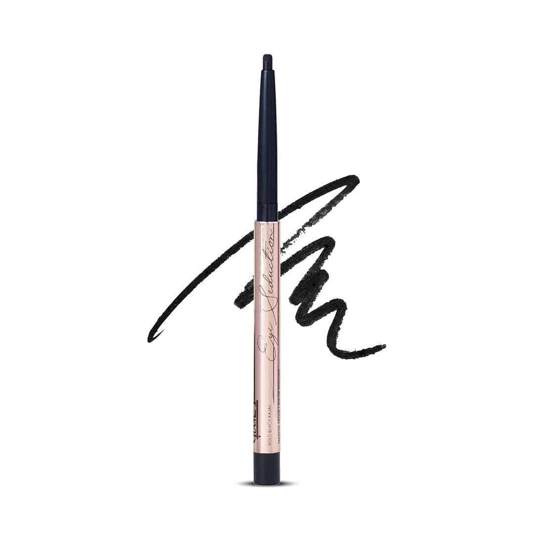 Glam21 Long Lasting Stick Kajal | Intense Matte Black | Smudge Proof & Highly Pigmented | Smooth Glide Formula | Waterproof Eye 