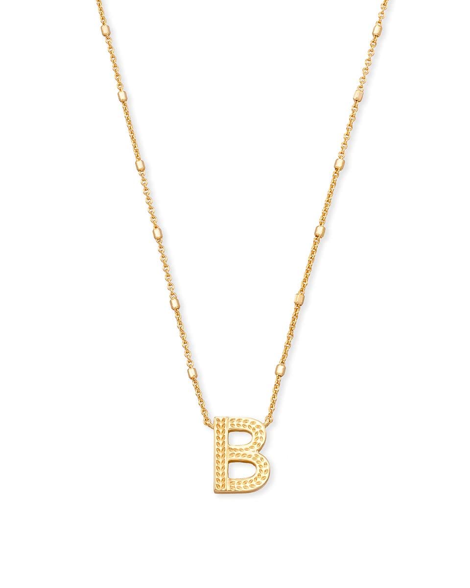 Kendra Scott Letter B Pendant Necklace for Women, Fashion Jewelry, 14k Gold-Plated Brass, Gold Metal, Letter B