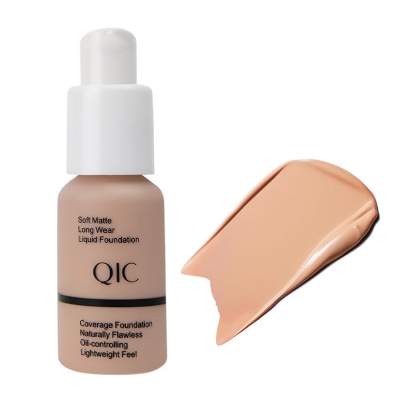 QIC Waterproof Matte Concealer BB Liquid Foundation Cream  Oil Control Hydrating Foundation(103# Warm Peach)