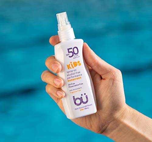 Sunscreen Spray Kids Spf 50 By Bu - Travel Size Organic Formulation For Sensitive Skin - Fragrance-Free, Oil-Free, Non Greasy, N