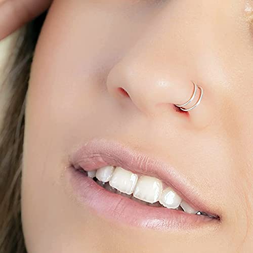 Vitaltyextracts 6Pcs Double Hoop Nose Ring Hypoallergenic Improved Softness Surgical Steel. 20 Gauge Spiral Nose Hoop Thin Nose