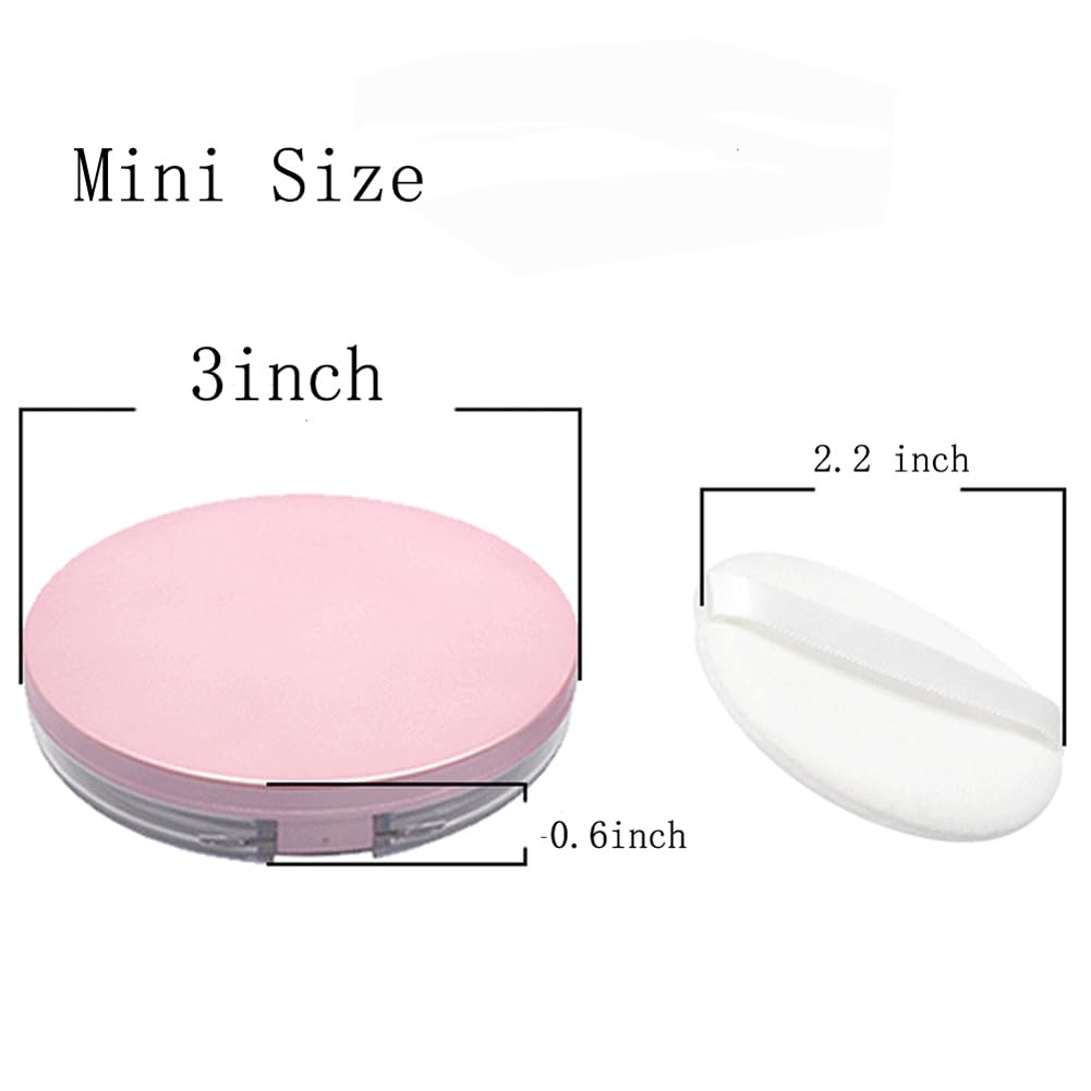 Plastic Loose Powder Compact Container With Velvet Powder Puff Mirror And Elasticated Net Sifter,Empty Reusable Powder Box, 5G P