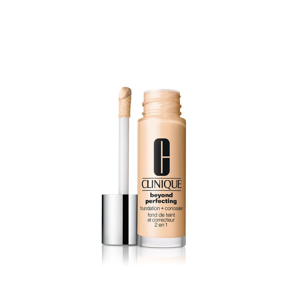 Clinique Beyond Perfecting Liquid Lightweight Full Coverage Foundation + Concealer For Dry Combination to Oily Skin Types, Bone,