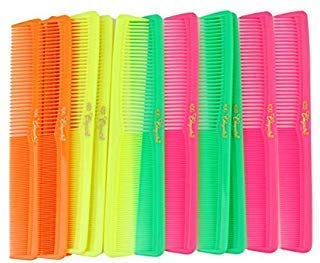 7 Inch All Purpose Hair Comb. Hair Cutting Combs. Barbers & Hairstylist Combs. Neon Mix. 12 Units.