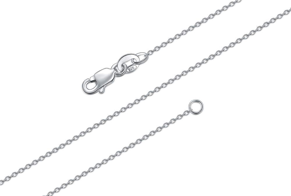 BORUO 925 Sterling Silver Cable Chain Necklace, 1mm Solid Italian Nickel-Free Lobster Claw Clasp 22 Inch