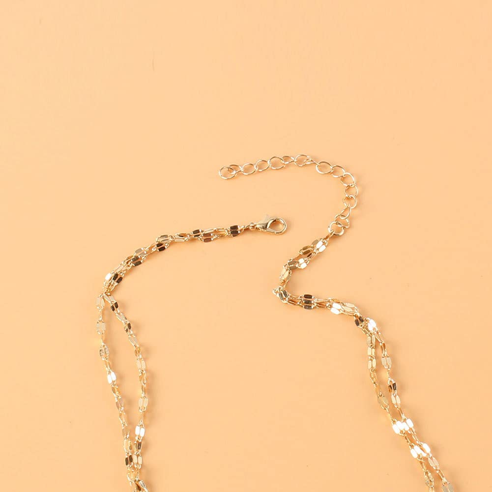 COLORFUL BLING Double Chains Moon and Sun Layered Choker Necklace Sunflower Opal Pendant Necklace Gift for Women-N double crysta