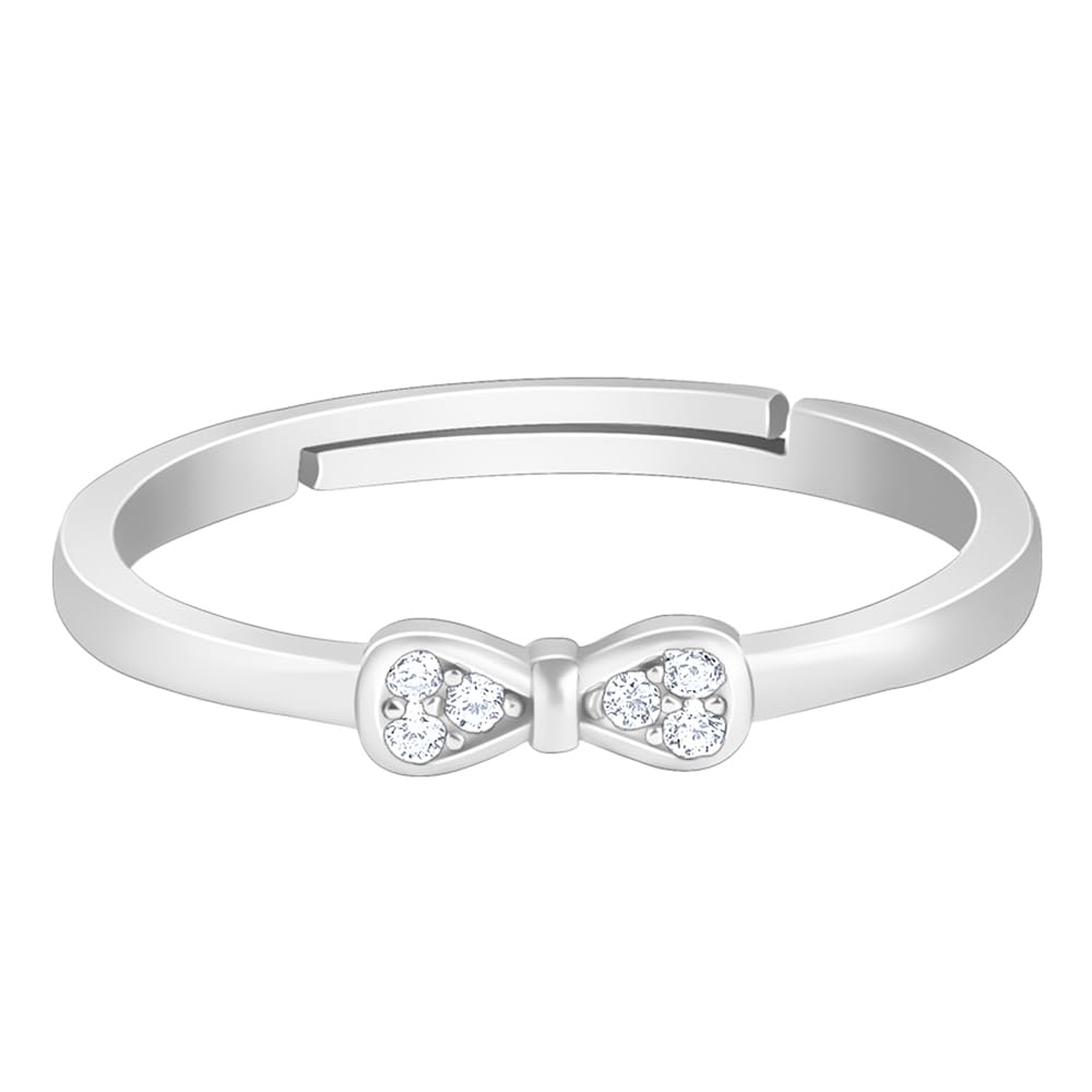 Giva 925 Silver Zircon Bow Beauty Ring, Adjustable | Gifts For Women And Girls | With Certificate Of Authenticity And 925 Stamp 