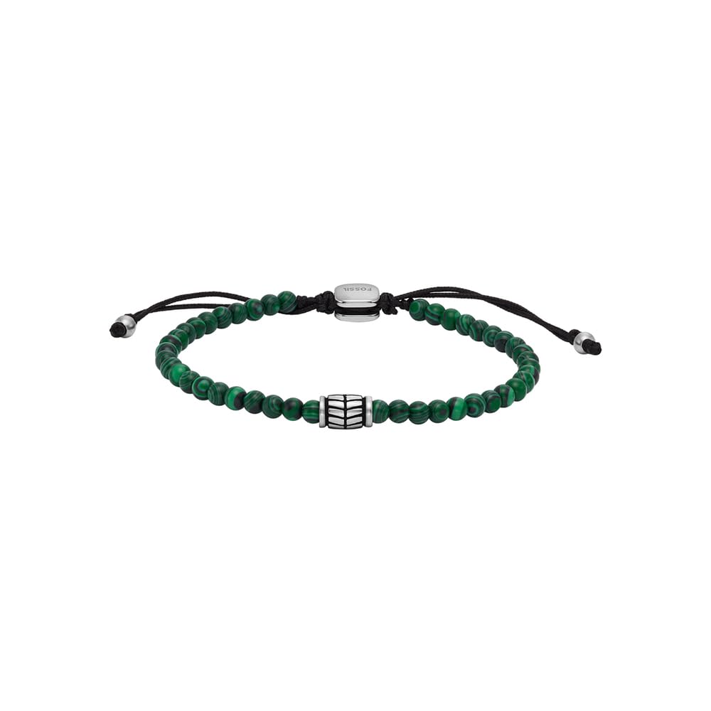 Fossil Men's Beaded Malachite Bracelet, Color: Green (Model: JF04415040)