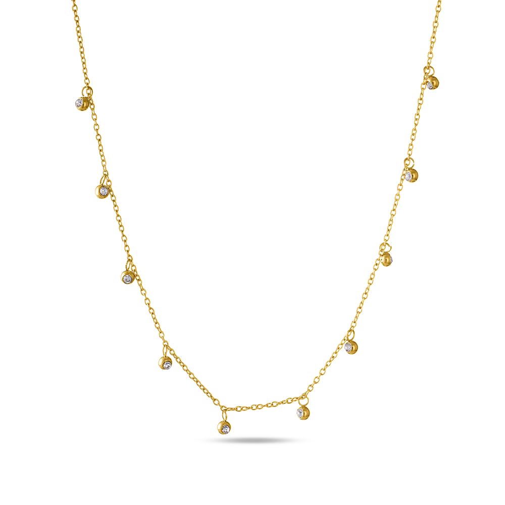 Palmonas 18K Gold Plated Multiple Stones Necklace For Women  Gift For Girls & Women | Waterproof & AntiTarnish Necklace
