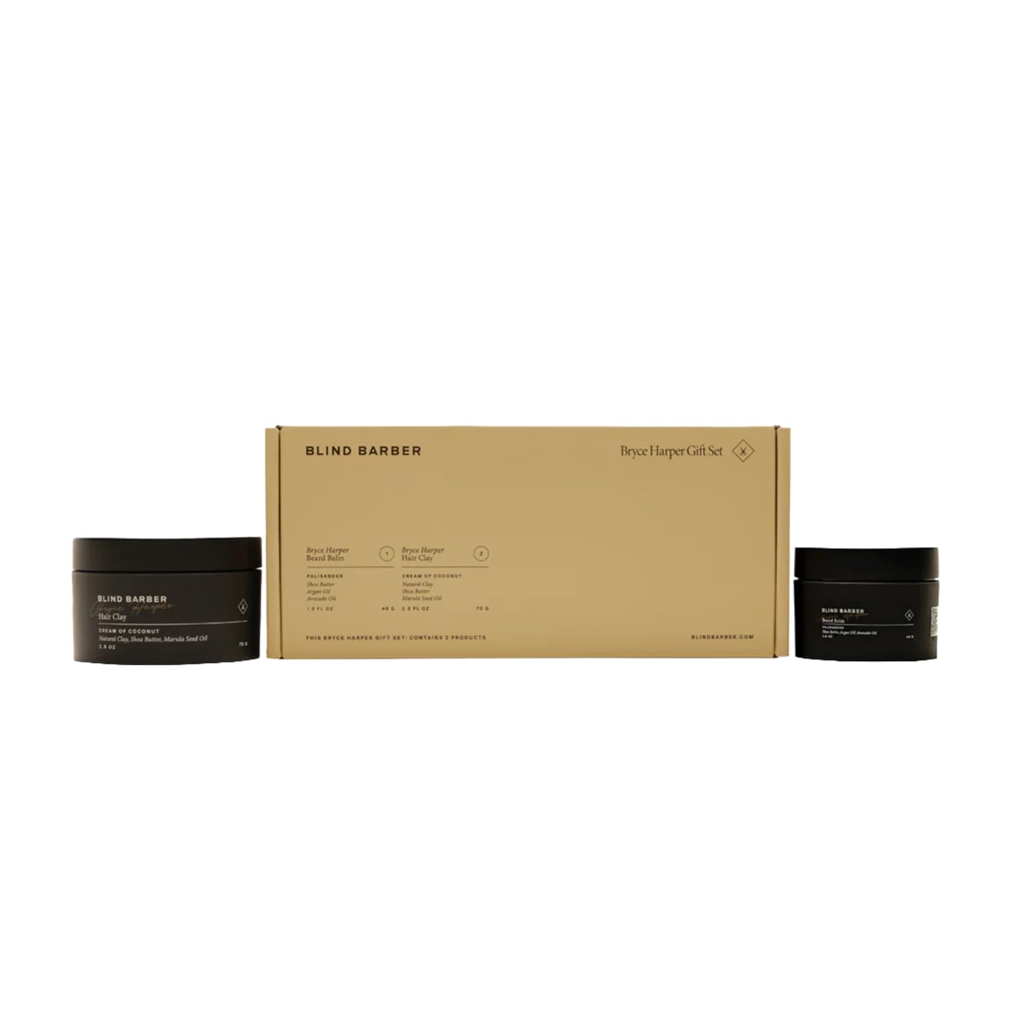 Blind Barber Bryce Harper Gift Set  Two Piece Mens Grooming Kit  Hair Clay + Beard Balm  Everyday Kaolin Clay Hair Pomade + 