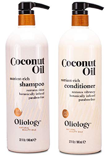 Oliology Coconut Oil Shampoo & Conditioner Combo - 32oz, Moisturizing, Cruelty-Free, Paraben-Free, Restores Damaged Hair
