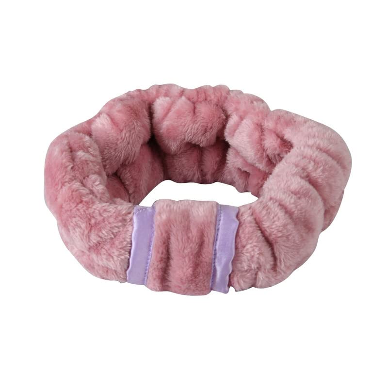Nnr Elastic Velvet Face Wash Headband For Women, Soft And Adjustable Hairband For Makeup, Spa, And Bath  Pink