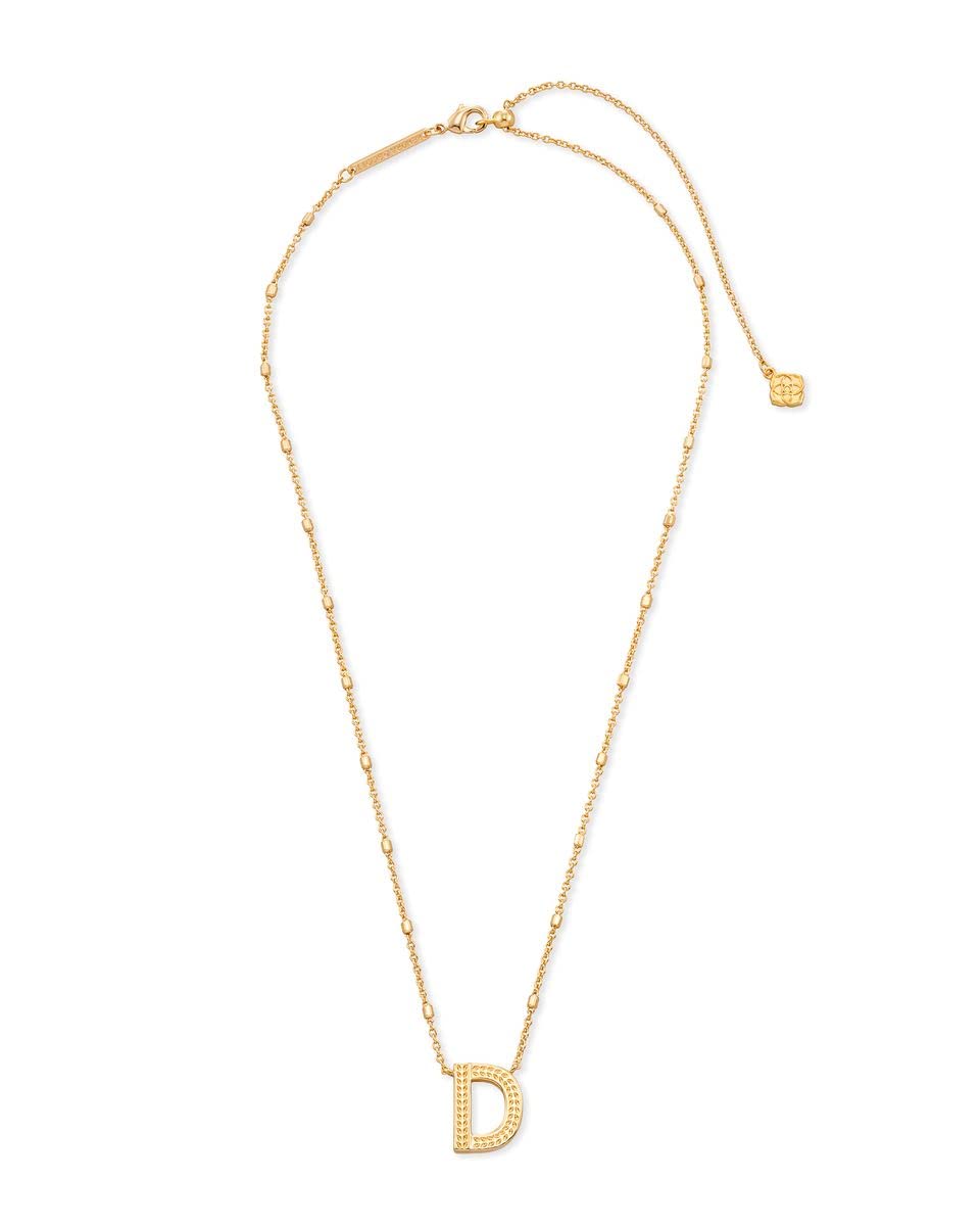 Kendra Scott Letter D Pendant Necklace for Women, Fashion Jewelry, 14k Gold-Plated Brass, Gold Metal, Letter D