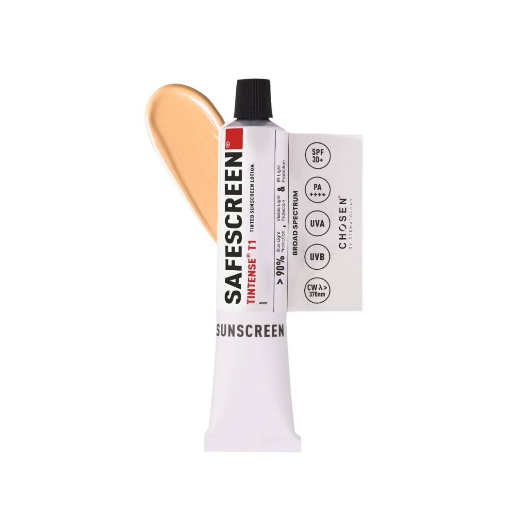 CHOSEN SAFESCREEN Tinted Sunscreen SPF 50 PA++++ | T1 (Bisque) | InVivo Tested | Lightweight Lotion | No White Cast | Broad Spe