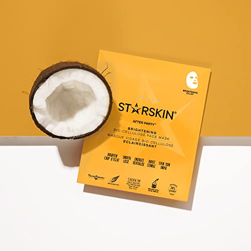 STARSKIN Instant Brightening Bio-Cellulose Face Mask - Award Winning Korean Sheet Mask, Energizing, 30ml, 1 Count