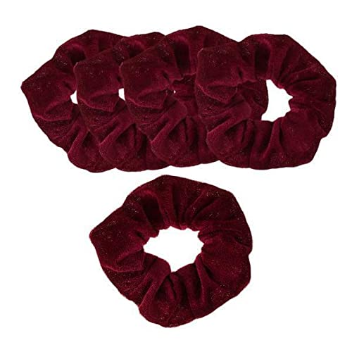 Calandis 2X5 Pieces Velvet Hair Scrunchies Elastic Hair Band Soft Bobble Hair Ties Burgundy | Hair Accessories | Womens Accessor