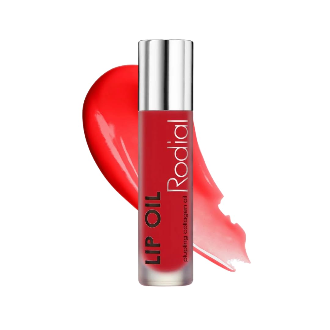 Rodial Plumping Collagen Lip Oil Cherry 0.13fl.oz, Vegan Collagen-Infused Lip Oil with Macadamia and Jojoba Oil, Deep Hydration 