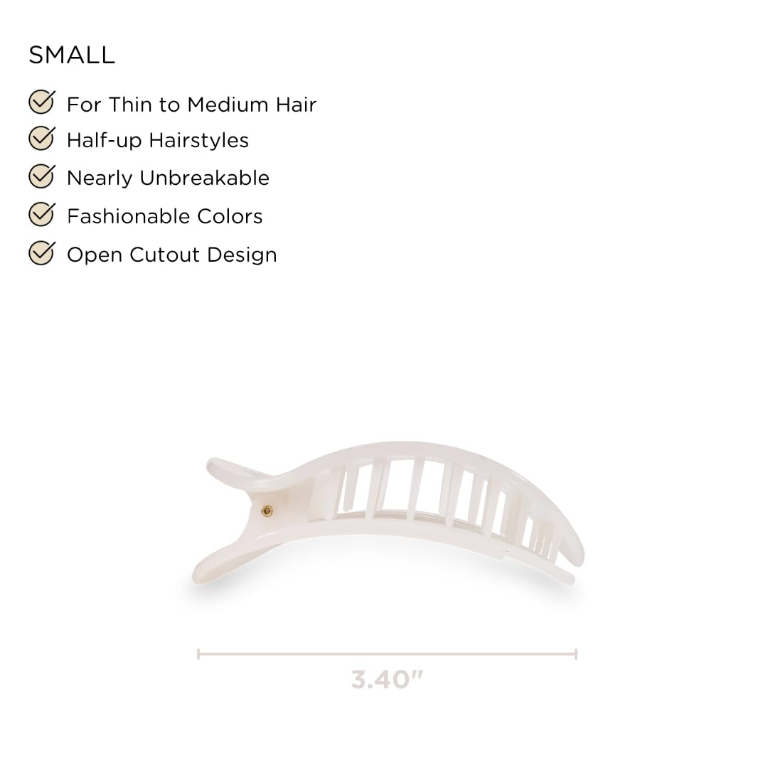 TELETIES - Small Flat Round Clip - Strong Grip, Bendable Teeth, Comfortable Curved Design - For Lying Down, Yoga, Driving & More