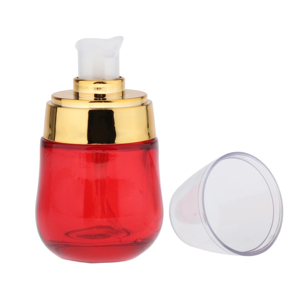 Club BollywoodPortable Empty Glass Pump Bottles Travel Serums Creams Container Red Golden|Health & Beauty | Makeup |1 Piece Empt