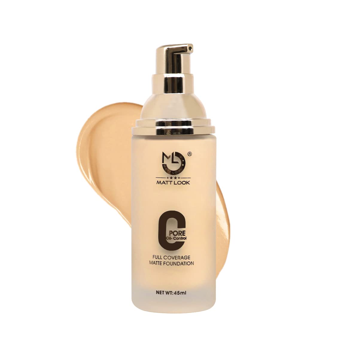 Matt Look Zero Pore Oil Control Full Coverage Matte Foundation, Beige (45Ml)
