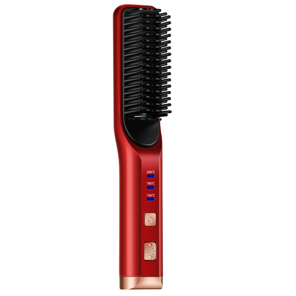 GVRMLDF Cordless Beard Straightener Hair Comb Brush Rechargeable Anti Static Quick Heated Straightening(whiteDinosaur Doodle4)