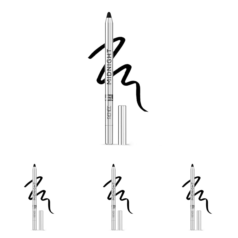 Renee Midnight Kohl Pencil - Smudgeproof And Waterproof Matte Kajal Stick- 24 Hrs Long Stay - Darkest Black - Rich Color Payoff 