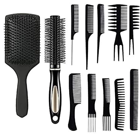 Mf 12 Pieces Hair Brush Comb Set Paddle Hair Brush Detangling Brush, Including 1 Airbag Massage Comb,1 Roller Brush And 10 Hair 