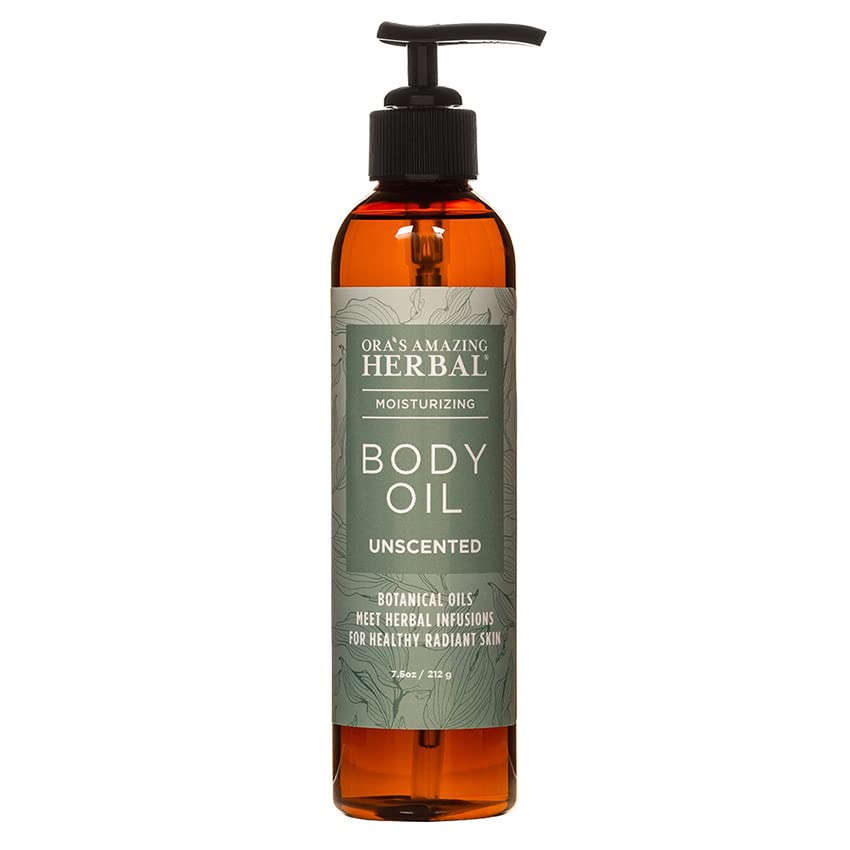 Ora'S Amazing Herbal Unscented Body Oil, Fragrance Free Massage Oil With Pump, Moisturizing Body Oils For Men And Women, Herbal