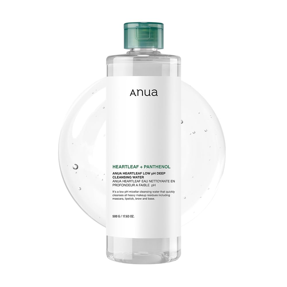 Anua Heartleaf Low Ph Deep Cleansing Water, Micella Water, Panthenol, Squalane, Makeup Remover For Sensitive Skin, Korean Skin C