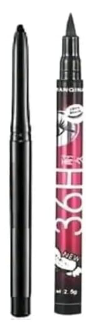 Waterproof Eyeliner And Kajal Pencil Set, Black, Smudgeproof, 2Piece Beauty Kit