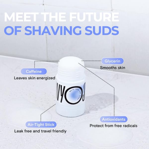 WYOS Shaving Cream Sticks 3 Pack, Travel Size, Vegan, Cruelty Free, Clean Label, Sulfate Free, Paraben Free, Leak Free, No Mess,