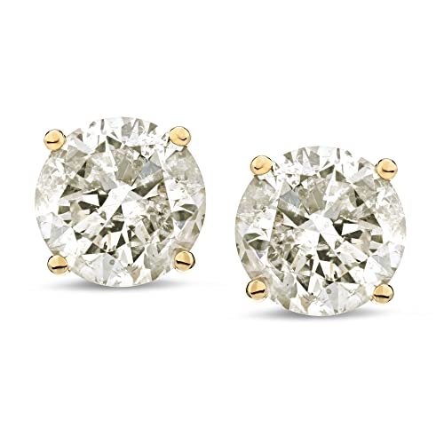 Amazon Essentials 14k Yellow Gold Round-Cut Diamond Stud Earrings (1/2cttw, J-K Color, I2-I3 Clarity) (previously Amazon Collect