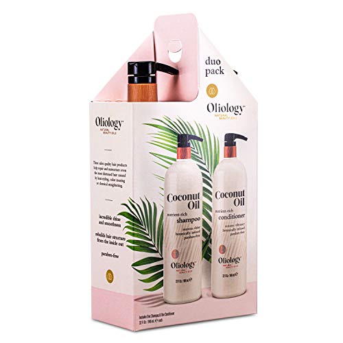Oliology Coconut Oil Shampoo & Conditioner Combo - 32oz, Moisturizing, Cruelty-Free, Paraben-Free, Restores Damaged Hair
