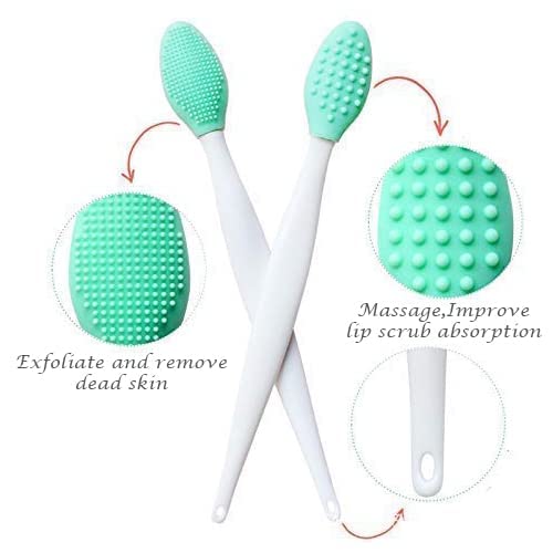 Lip Brush Tool,Double-Sided Silicone Exfoliating Lip Brush (4 Colors)