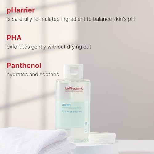 Cell Fusion C Low pH pHarrier Cleansing Water, pH Balancing Cleansing Water for Sensitive Skin, Gentle Exfoliation with PHA, No