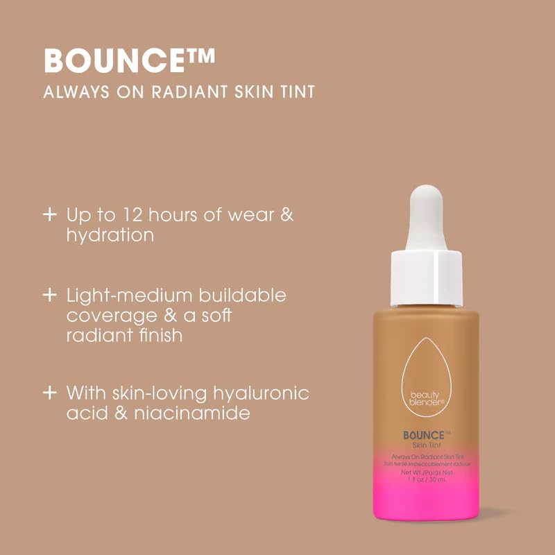 Beautyblender 12-Hour Always on Radiant Skin Tint, Breathable Serum Foundation Stays Put for All Day Long Wear, Infused with Hya