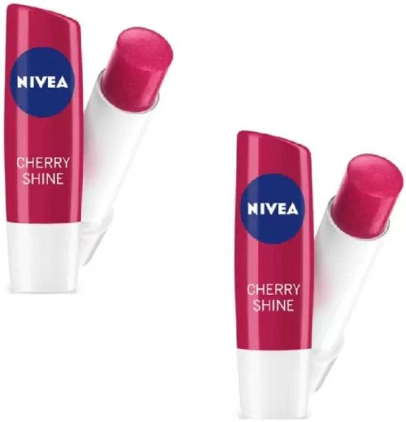 Nivea Cherry Shine Lip Balm (2 Pc X 4.8 Gm) Cherry (Pack Of: 2, 10 G)