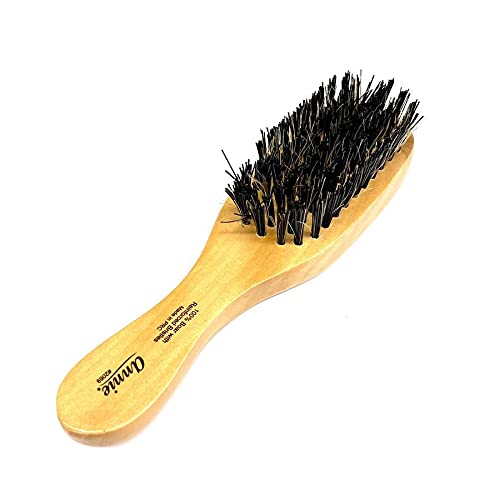 Annie - Mini Wave Brush Bulk - (24) Count - (100%) Boar Reinforced Bristles - Polished Wooden Handle - Best for Thick Hair