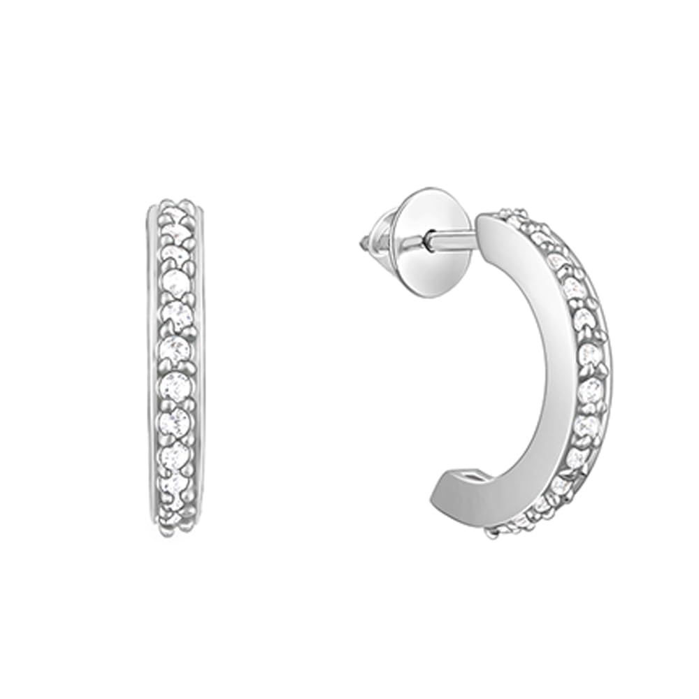 GIVA 925 Silver Zircon Shining Hoop Huggies Earrings|Gifts For Girlfriend,Rakshabandhan Gift For Sister Bhabhi,Gifts For Women&G