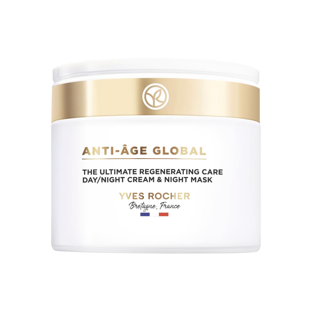 Yves Rocher The Ultimate Regenerating Care, 3in1 AntiAging Day Cream, Night Cream & Overnight Mask, Firms & Plumps Skin, 2.5 