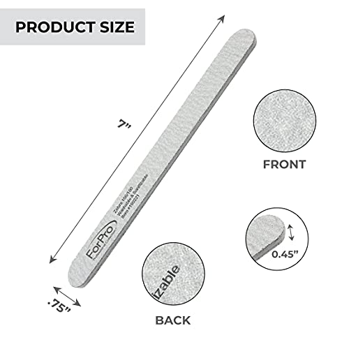 ForPro Zebra Foam Board, 100/180 Grit, Double-Sided Manicure Nail File, 7    L x .75    W 50-Count