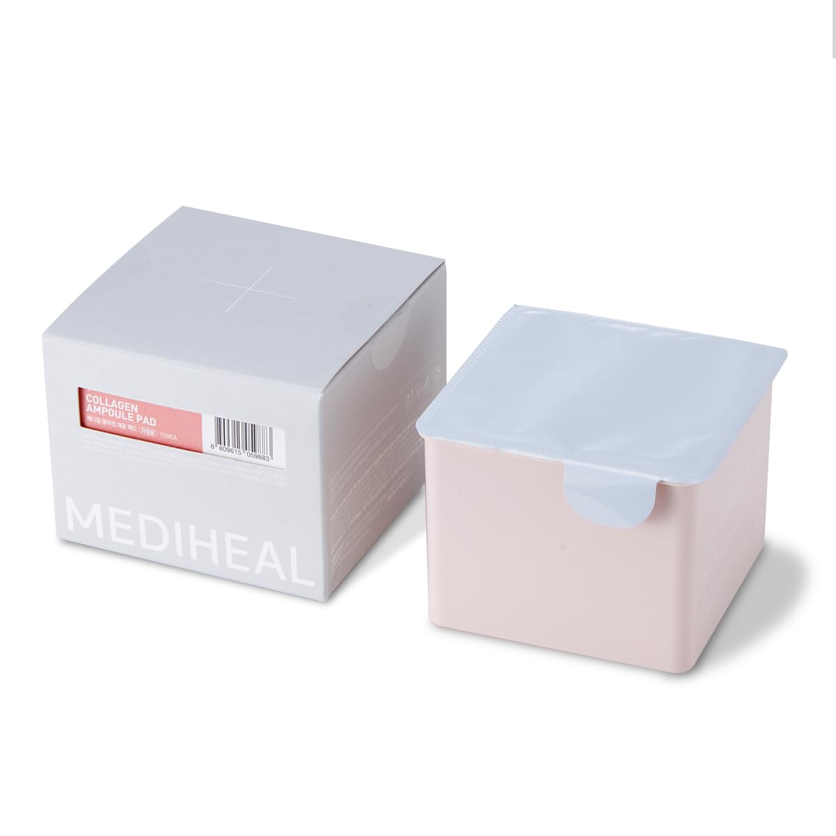 (Only Refill) Mediheal Collagen Ampoule Pad (100 Pads) - Cotton Facial Toner Pads for Skin Firming & Restore Elasticity - Vegan 