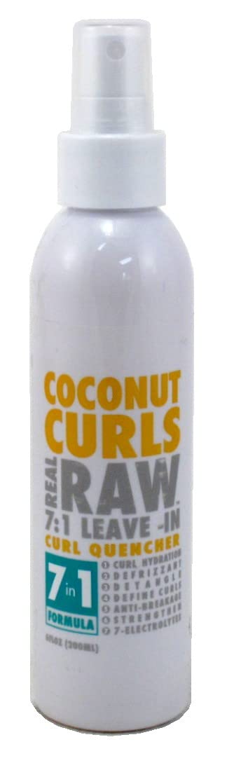 Real Raw Leave-In Coconut Curls 7-In-1 Quench 6 Ounce (177Ml) (Pack Of 2)