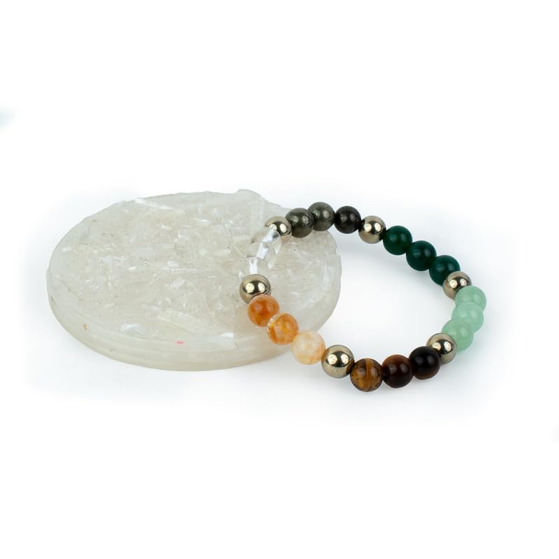Astrotalk Dhan Yog Bracelet with Raw Selenite Plate |Attracts Wealth & Prosperity | Manifest Wealth with Citrine, Jade, Tiger Ey