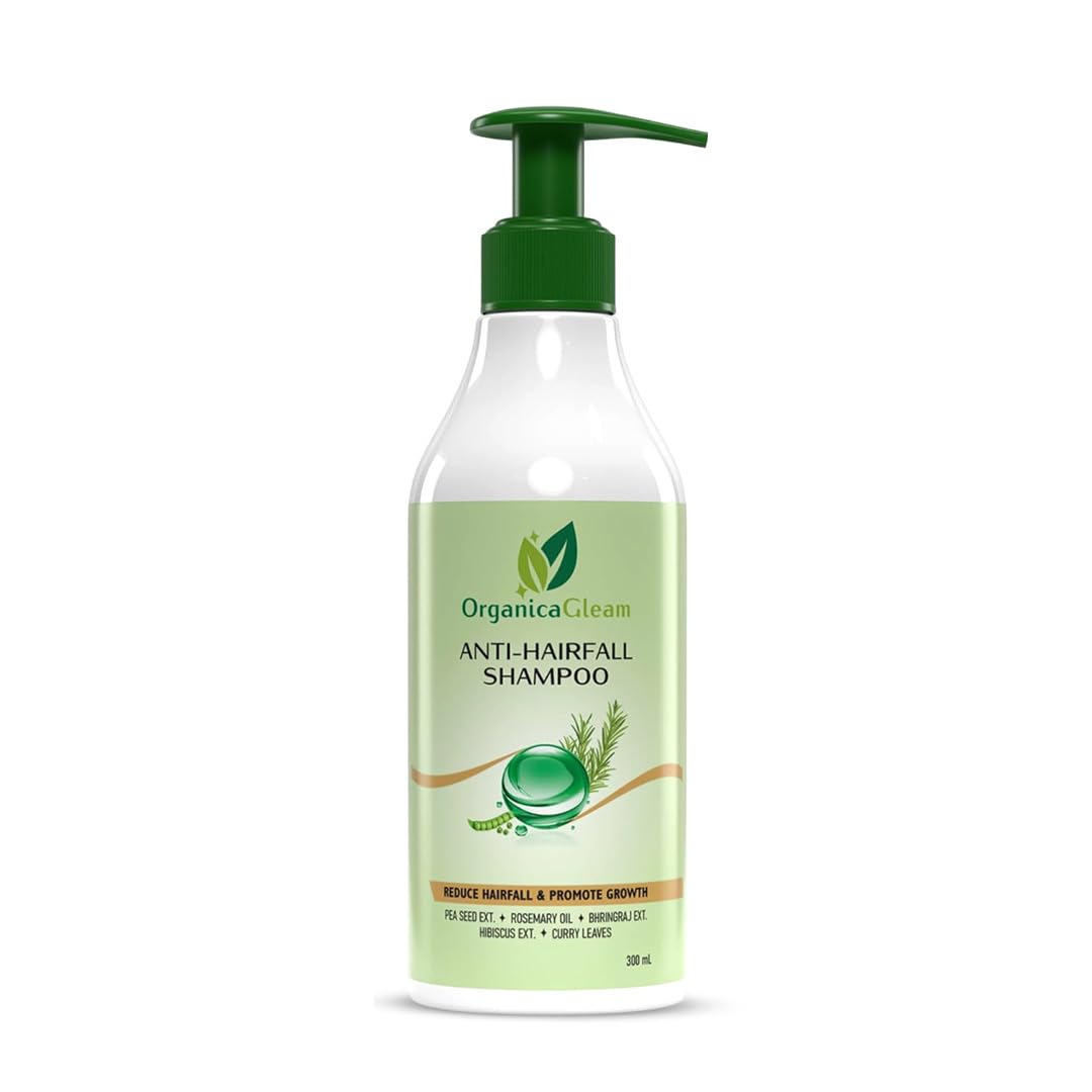 Organicagleam Anti Hairfall Shampoo (300Ml) For All Hair Types | Sulphate, Paraben, Phosphate Free | Vegan Hair Care With Pea Se