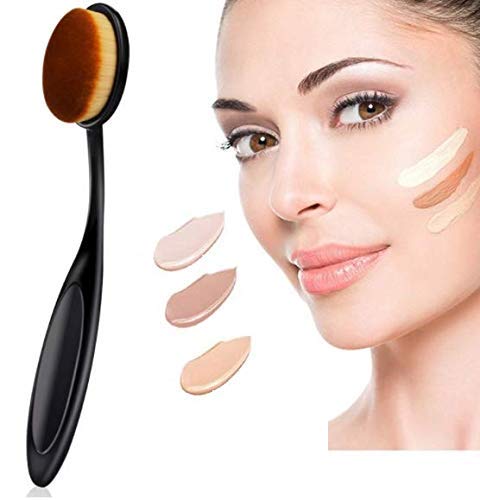 Shidara Professional Foundation Brush With Oval Brush And Sponge Puff (Pack Of 3)  Multicolor